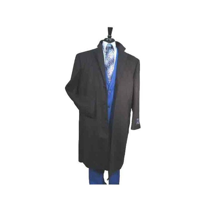 Three Button Dress Coat Long Wool Blend Charcoal Overcoat