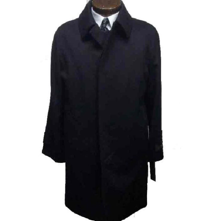 Three button single breasted Wool fly front Black Overcoat