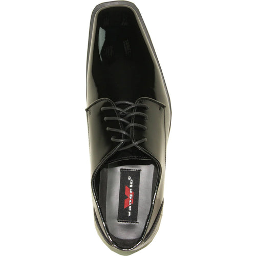 "Black Oxford Patent Tuxedo Shoe - Modern Men's Pointy Square Toe"