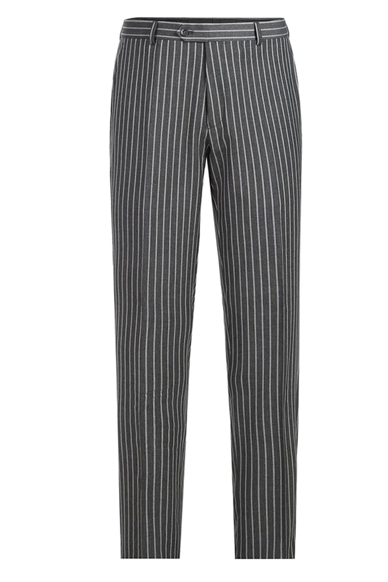 "Classic Fit Men's Double Breasted Pinstripe Suit - Charcoal Grey"