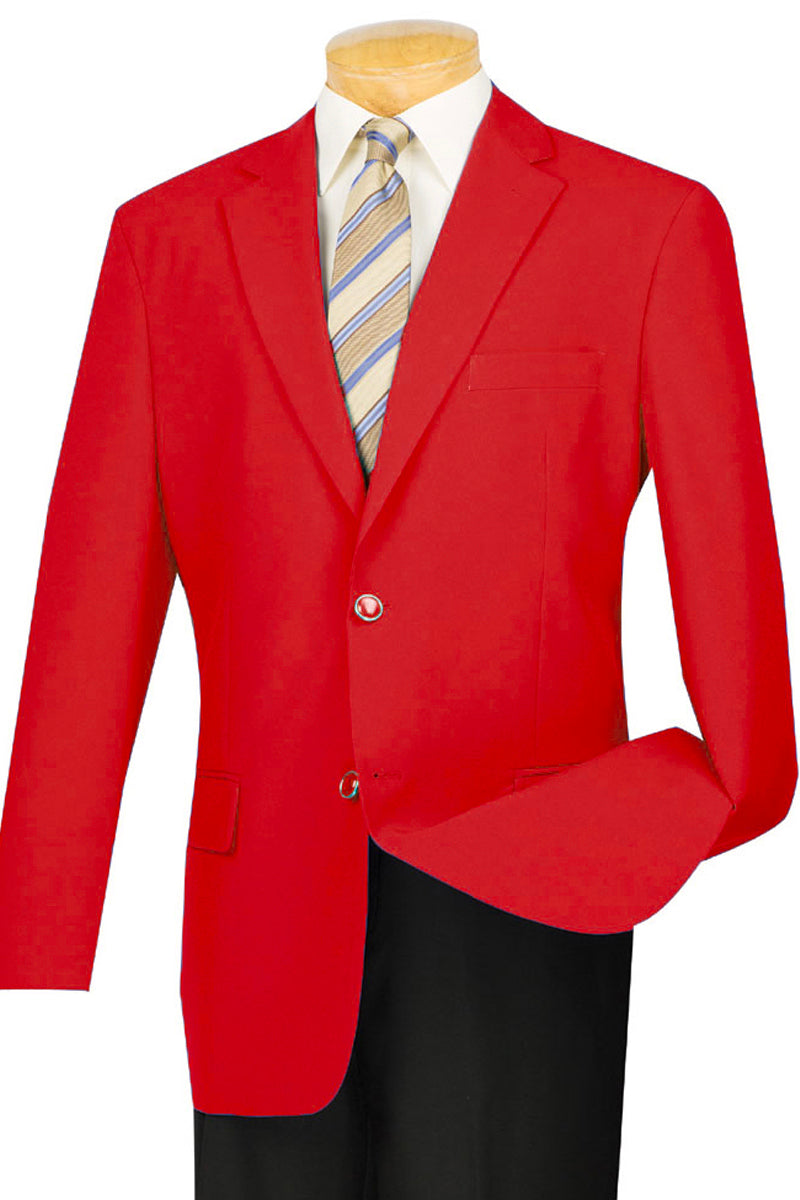 Mens 2 Button Poplin Dress Blazer in Red - XS