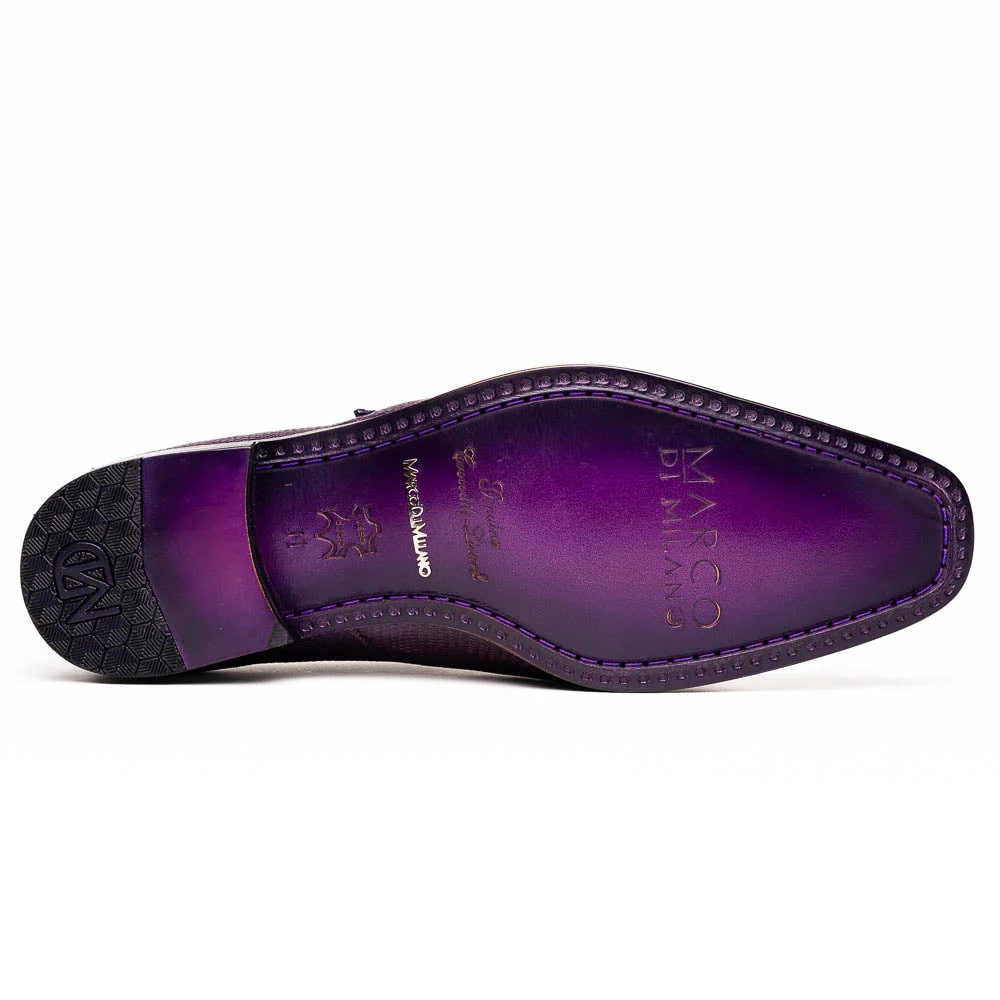 Marco Di Milano Toluca Purple Monk Strap Lizard & Crocodile Shoes - 6