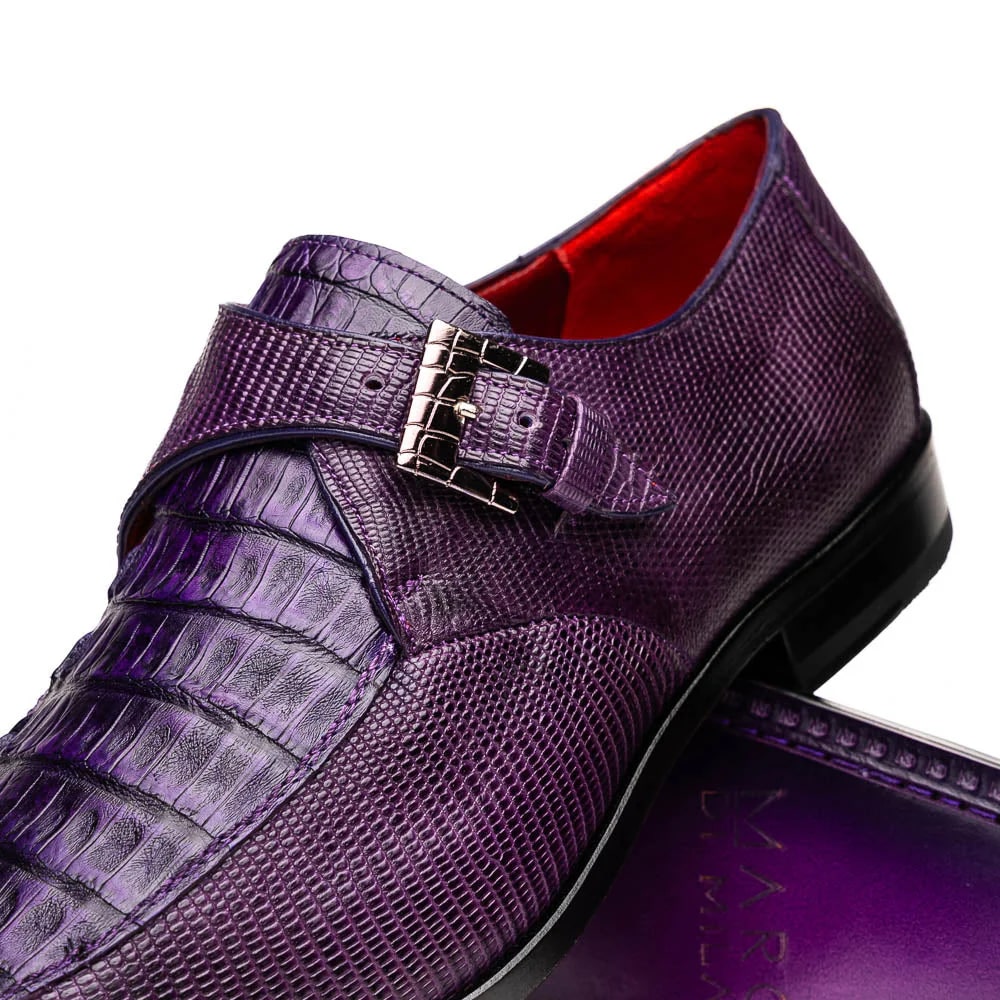 Marco Di Milano Toluca Purple Monk Strap Lizard & Crocodile Shoes - 6