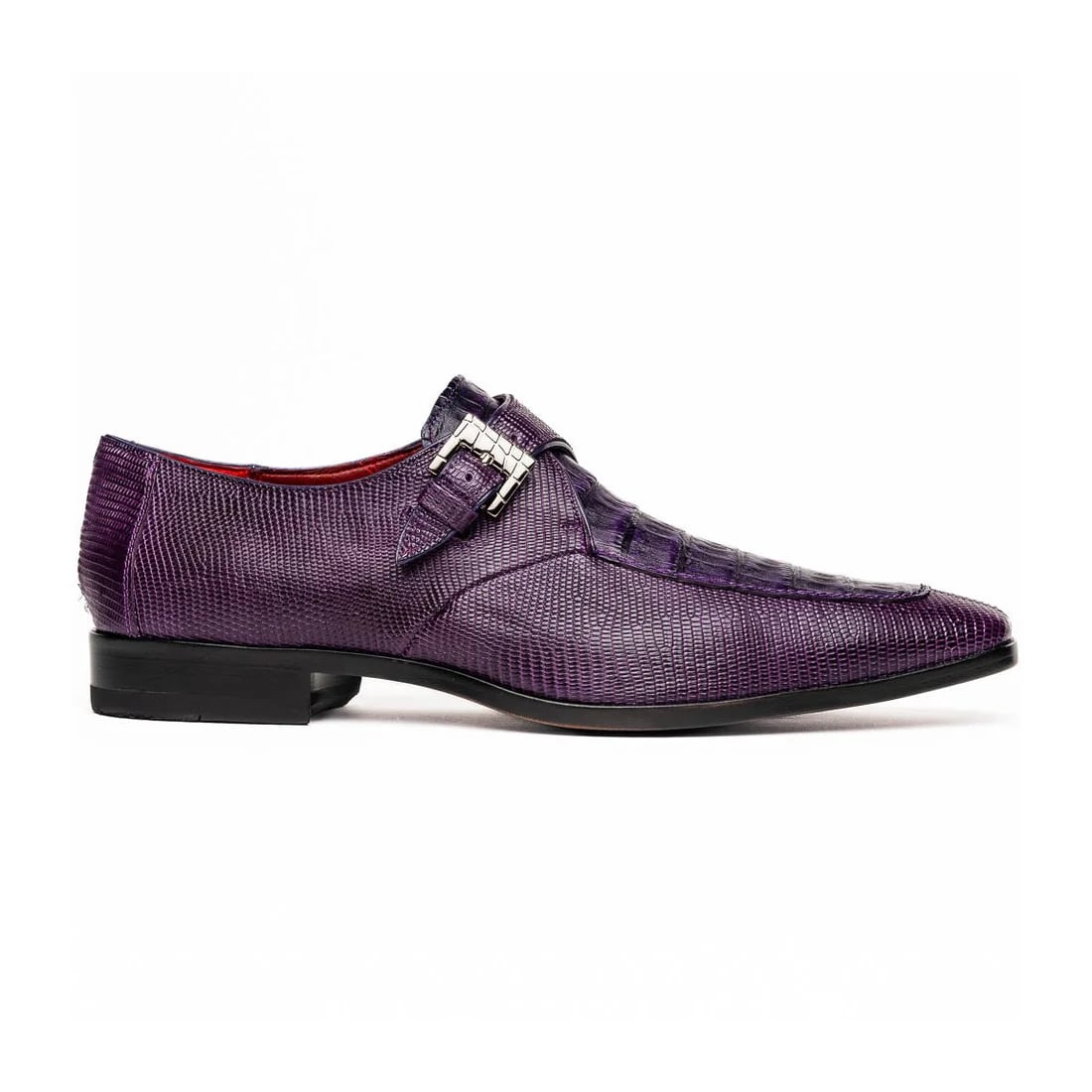 Marco Di Milano Toluca Purple Monk Strap Lizard & Crocodile Shoes - 6