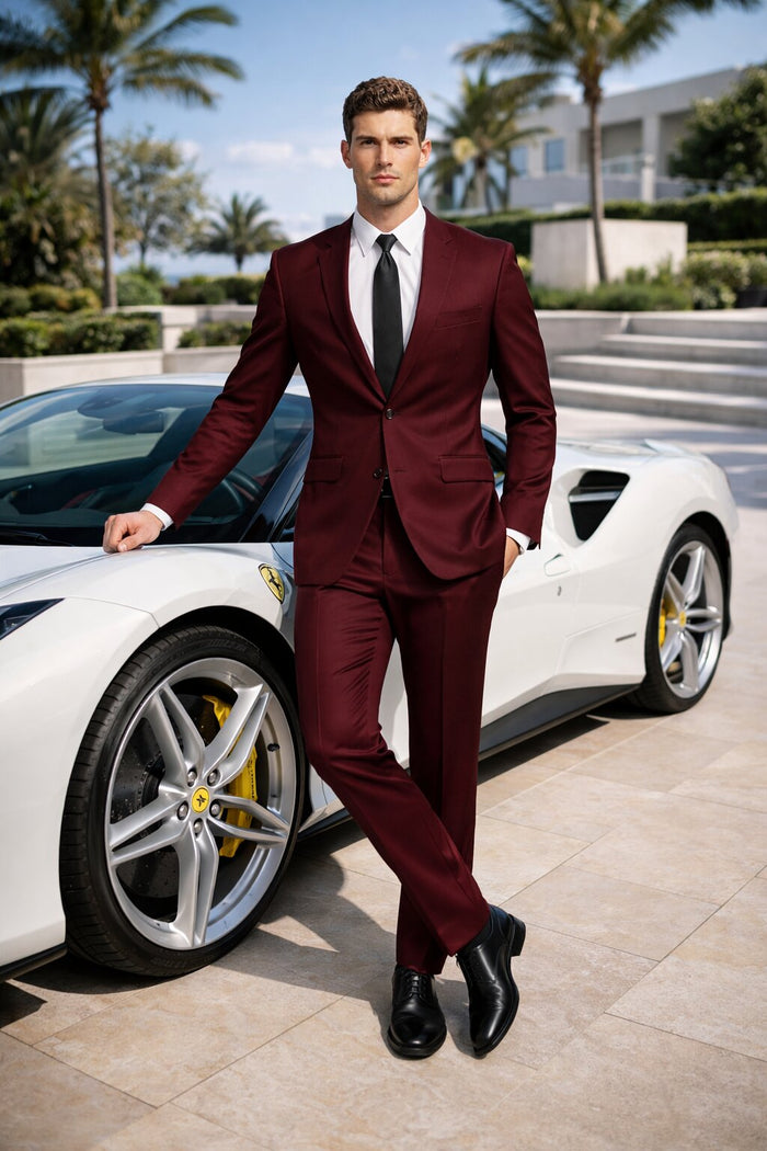 Men's Maroon Color ~ Slim Fit Burgundy Maroon Suit ~ Wine Suit