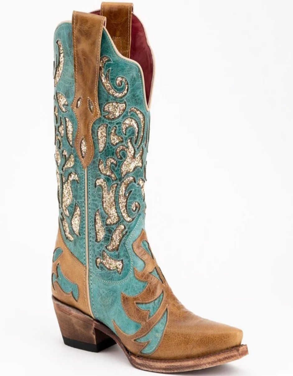 Ferrini Women's Glitz Snip Toe Boots Handcrafted - Antique Saddle - 6B