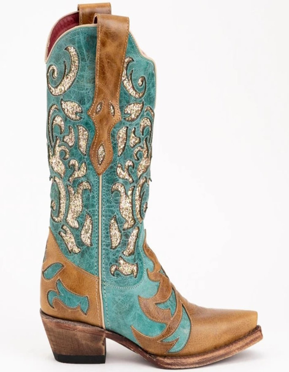 Ferrini Women's Glitz Snip Toe Boots Handcrafted - Antique Saddle - 6B