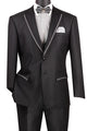 Cheap Priced Suit - Men's Modern Fit Tuxedo Black Suit With Double Breasted Vest And Satin Trim