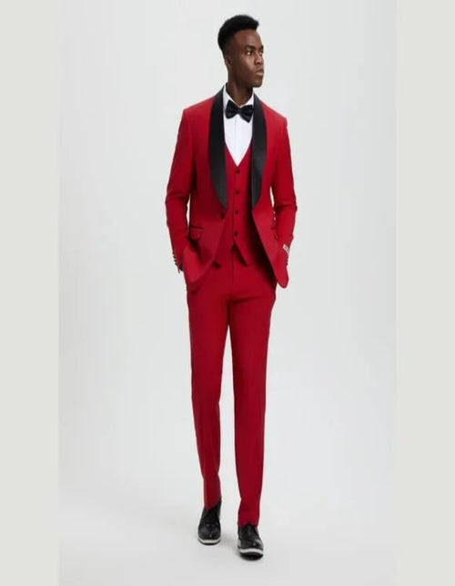 Stacy Adams 3pc Tuxedo Shawl Lapel, Seductive Red