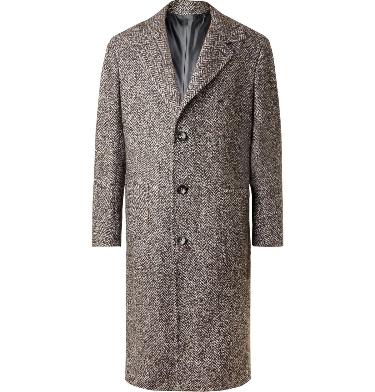 Men's Tweed Overcoat - Herringbone Overcoat - Black And White Topcoat - Coat Size 38