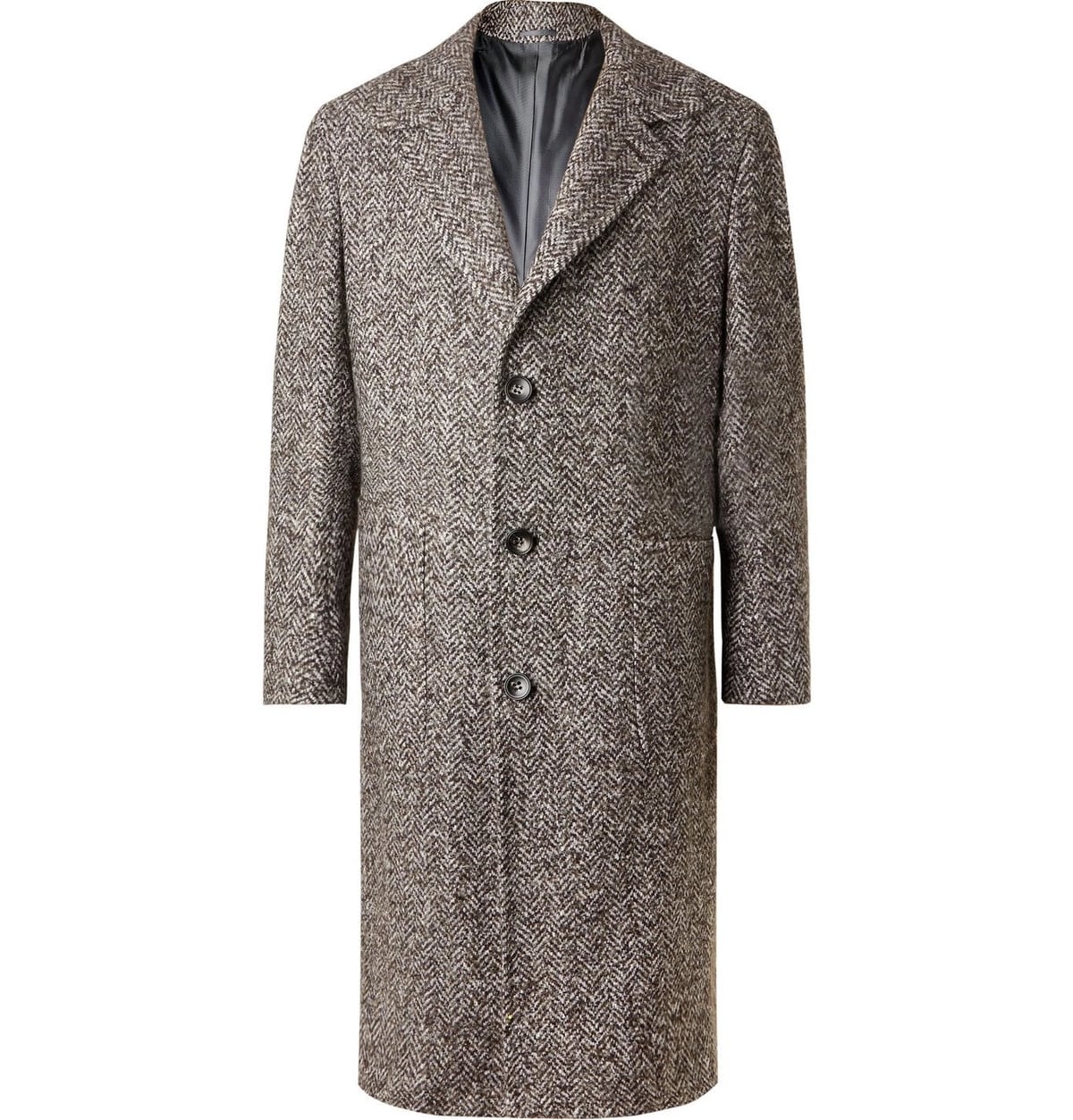 Men's Tweed Overcoat - Herringbone Overcoat - Black And White Topcoat