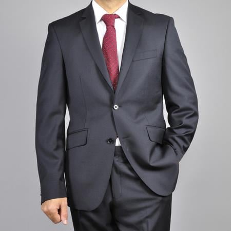 Tiglio Men's Black 2-Button Slim-Fit Suit - High End Suits - High Quality Suits - 58R