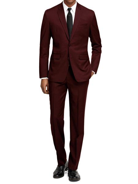 Men's Maroon Color ~ Slim Fit Burgundy Maroon Suit ~ Wine Suit - 38 Short Jacket+32 Waist Adjustable 28to34)(Height: 5’4”to5’7”)(Neck 15-16.5)S-M)