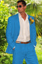 Mens Summer suit -  French Blue and Turqoise  Suit For Man Side Vented Modern Fit Notch Lapel