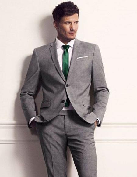 Green Slim Fit Suit - Many Styles & Brands $99UP Men's Grey Suit Green Tie Package Combo ~ Combination Deal 2 Button Side Vented Slim Fit Or Regular Fit Cut