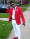Mens New Years Outfit-Christmas Red Prom 2025 Outfit Best Inexpensive ~Cheap ~Discounted Blazer Suit Jacket For Affordable Big Sizes Affordable Sport Coats Sale Include White Shirt & White Pants
