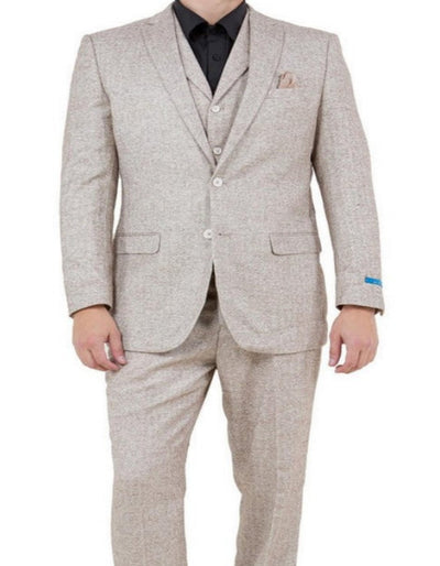 Modern Fit - Mens Single Breasted Two Button Modern Fit Suit Beige
