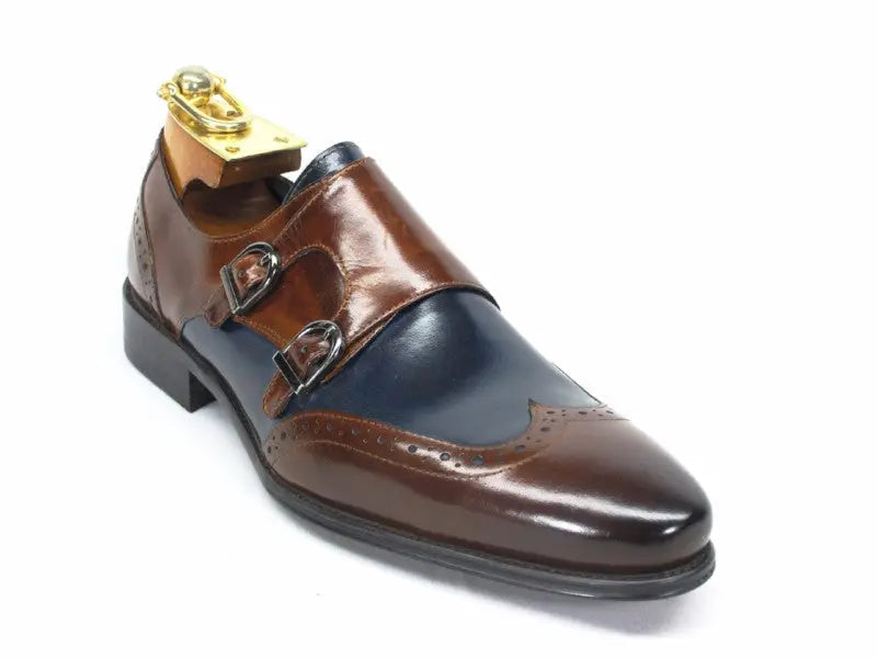 Two Tone Wingtip Double Monk Strap - 7.5