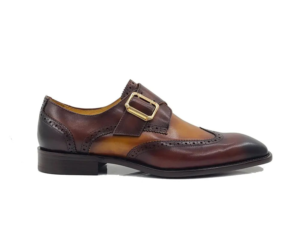 Two Tone Wingtip Monk Strap - 14