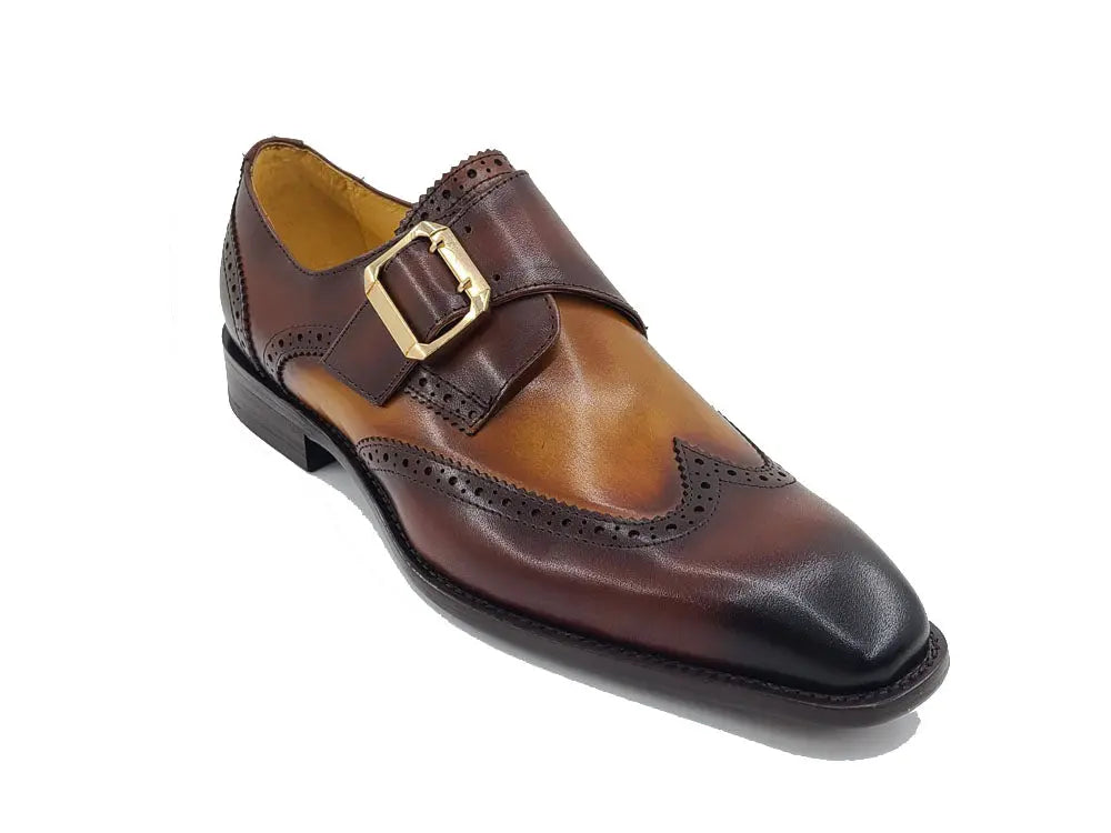 Two Tone Wingtip Monk Strap - 14