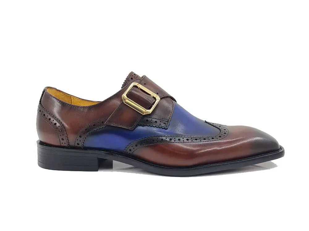 Two Tone Wingtip Monk Strap - 14