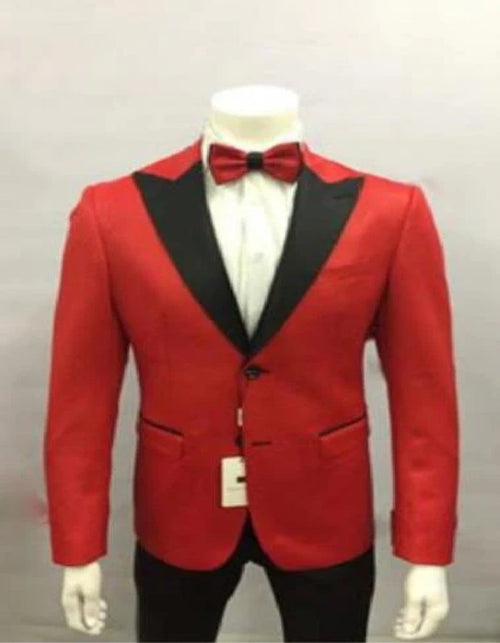Men's Red and Black Lapel Two Button Dress Suit