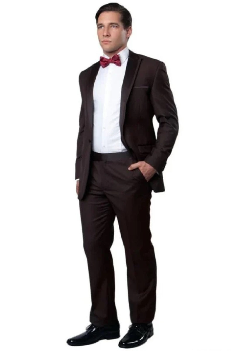 Brown Wedding Suit - Jacket + Pants - Brown Tuxedo - Brown Groomsmen one button Suit Brown Prom 2025 Suits