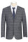 "Charcoal Grey Slim Fit Two Button Men's Suit - Bold Windowpane Plaid"