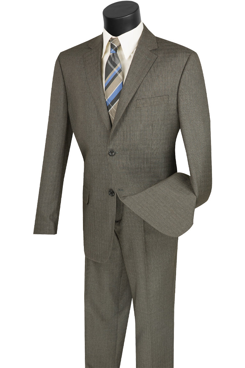 Mens 2 Button Modern Textured Weave Suit in Brown - 36 Short