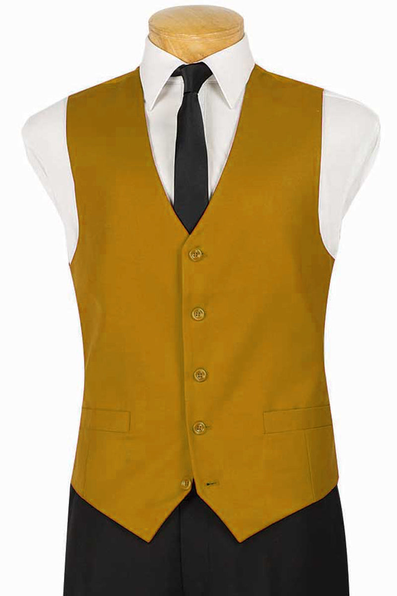 Mens Classic 5 Button Suit Vest in Khaki - XS