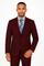 Ultra slim fit burgundy two piece suit for men front view
