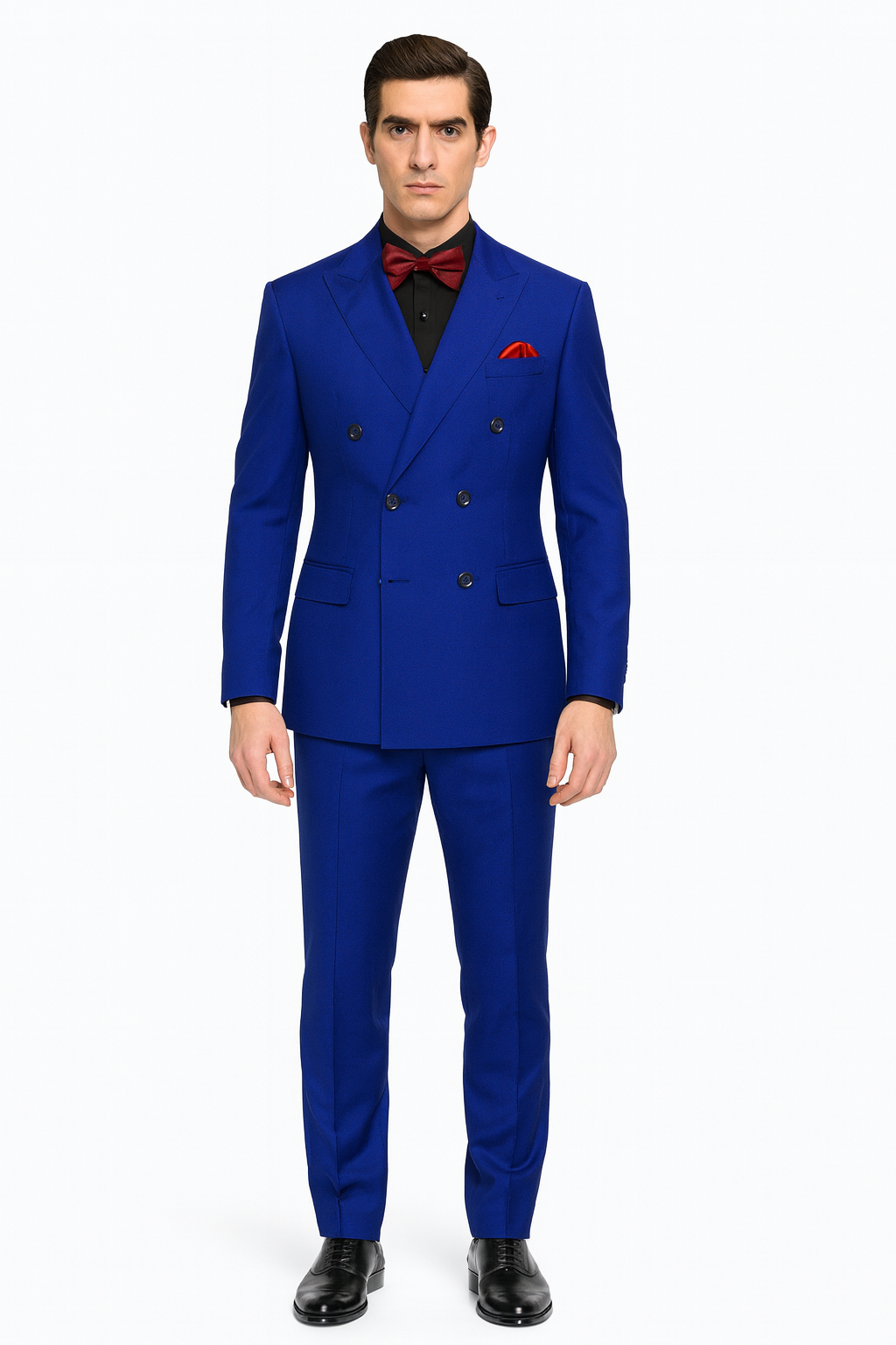 Ultra Slim Fit Double Breasted Royal Suit - Narrow Leg Pants - Gucci Cut - Tapered Jacket - 38 Short Jacket+32 Waist Adjustable 28to34)(Height: 5 4 to5 7 )(Neck  15-16.5)S-M)