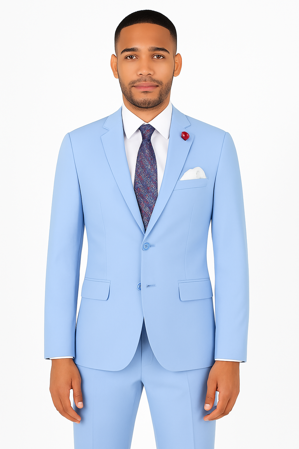 Ultra Slim Fit 2 Piece Suit Stretch Fabric in Solid Light Blue - Light Blue