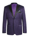 Mens One Button Satin Peak Lapel Paisley Prom 2025 Blazer in Purple