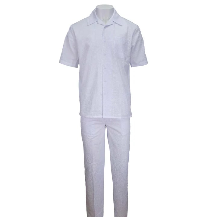 White Seersucker 2pc Set - S