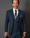 100 Percent Wool Suit - Mens Vest Wool Business Navy Plaid Suits