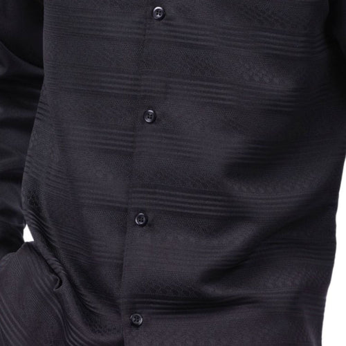 Black Tone-on-Tone Long Sleeve 2-Piece Walking Suit by Montique