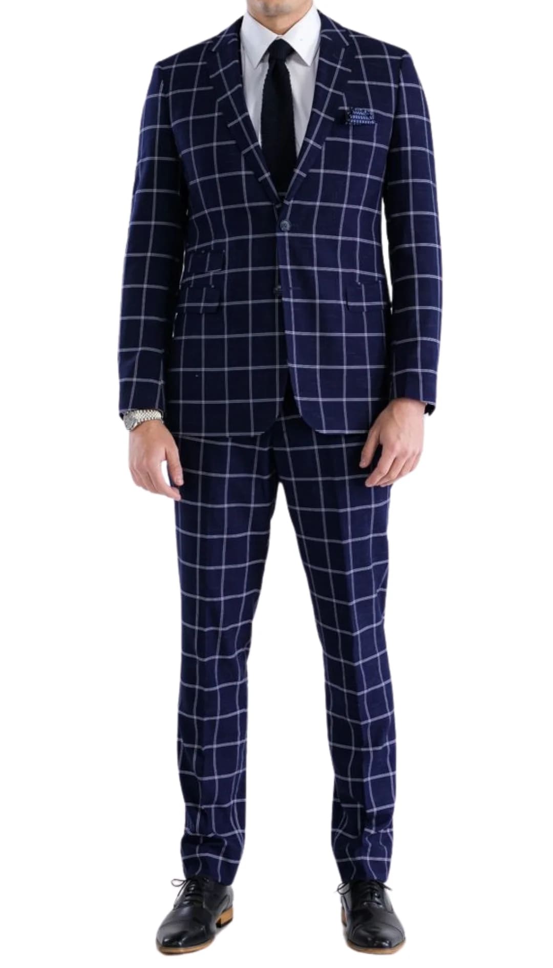 Mens Plaid Suit - Black Windowpane Suit - 1920 Suits - 34 Short or Extra Small
