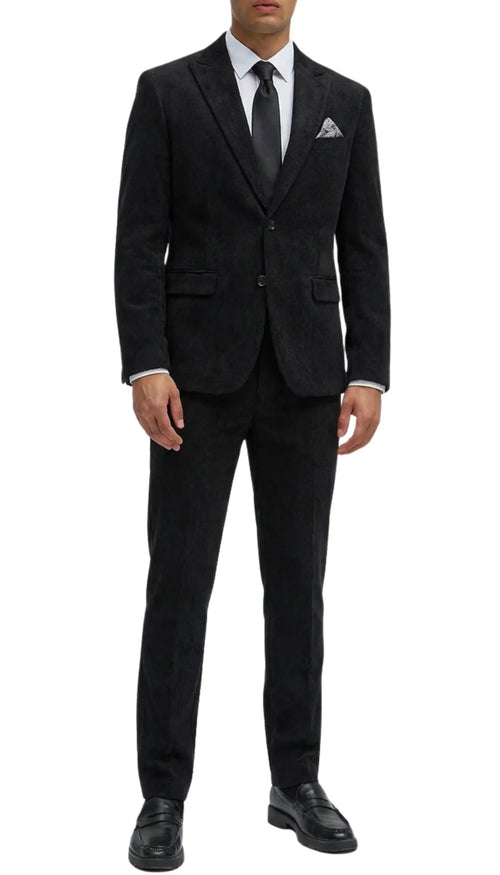 The Cordell Black 2pc Cotton Corduroy Notch Lapel Suit