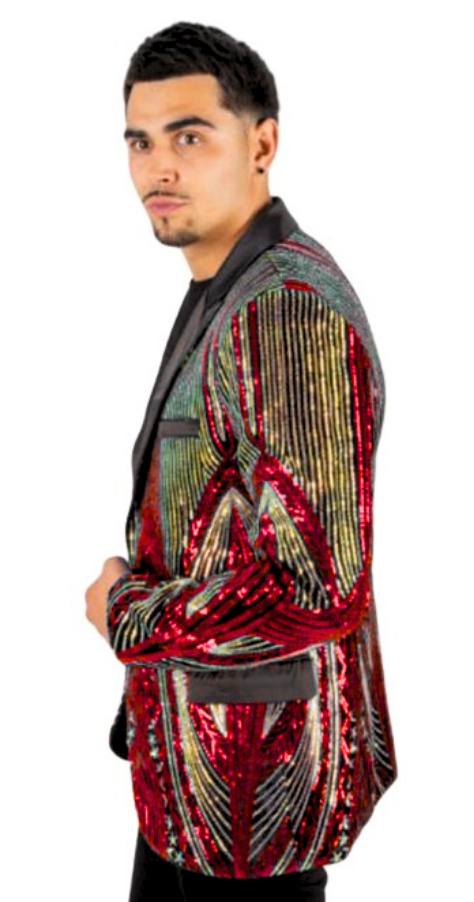 Mens Red Blazer - Shiny Stage Flashy Sport Coat - Slim Fit - S or Small