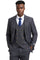 Men's Stacy Adams Peak Lapel Suit with Double Breasted Vest in Charcoal Grey Windowpane Plaid