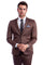 "Sharkskin Slim Fit Men's Suit - Two Button, Light Brown Cognac, Lapel Trim"