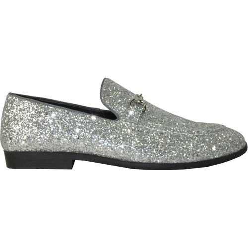 "Silver Sequin Loafer - Modern Men's Prom 2026 Tuxedo Footwear"