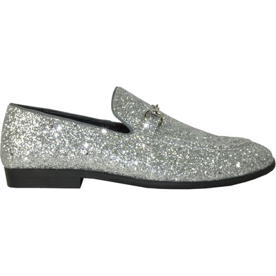 "Silver Sequin Loafer - Modern Men's Prom 2026 Tuxedo Footwear"