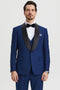 Men's Stacy Adams Vested One Button Shawl Lapel Designer Tuxedo in Indigo Blue