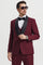 Men's Stacy Adams Vested One Button Shawl Lapel Designer Tuxedo in Burgundy