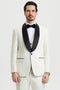 Men's Stacy Adams Vested One Button Shawl Lapel Designer Tuxedo in Ivory