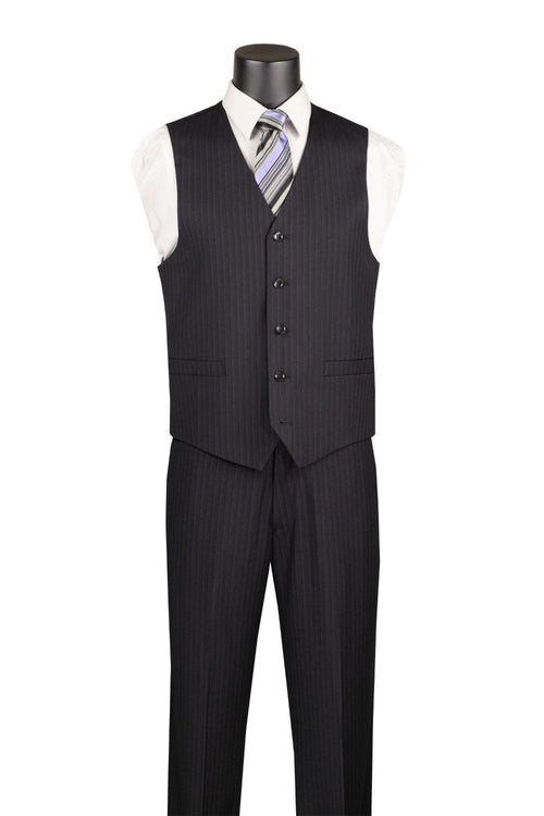 Sovana Collection 3-Piece Suit Vest and Pants - Black