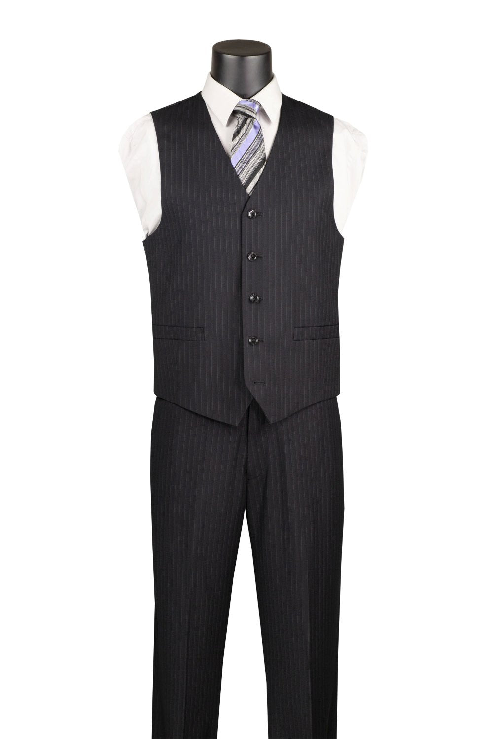 Sovana Collection 3-Piece Suit Vest and Pants - Black