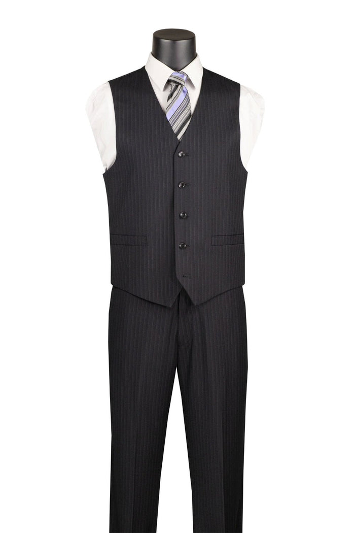 Sovana Collection 3-Piece Suit Vest and Pants - Black
